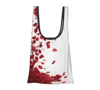 Falling Rose Petals Print Foldable Reusable Grocery Bag Lightweight Shopping Tote for Groceries Travel Beach Eco-Friendly Compact Adventure Tote