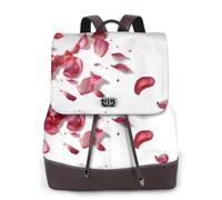 Falling Rose Petals Print Leather Women's Backpack Travel Bag Ladies Versatile Small Backpack Business Leisure,One Size