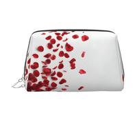 Falling Rose Petals Printed Leather Portable Makeup Storage Bag, Suitable for Daily Use