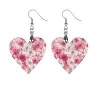 Falling Sakura Cherries Floral Cute Wooden Earrings for Women Dangling