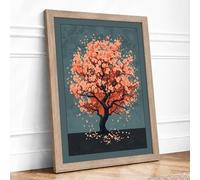 Falling Seasons Modern Framed Wall Art Print A1 (84.1×59.4cm) Oak, Wall Decor for Living Room, Bedroom, Office & Home, Ready to Hang, Art Gift