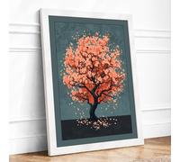 Falling Seasons Modern Framed Wall Art Print A1 (84.1×59.4cm) White, Wall Decor for Living Room, Bedroom, Office & Home, Ready to Hang, Art Gift