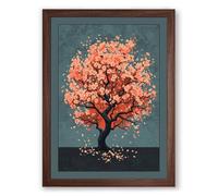 Falling Seasons Modern Framed Wall Art Print A4 (29.7×21cm) Walnut, Wall Decor for Living Room, Bedroom, Office & Home, Ready to Hang, Art Gift