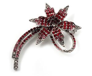 'Falling Star' Crystal Fashion Brooch (Pink, Red & Burgundy)