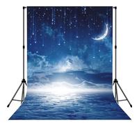 Falling Star Moon 5x7ft Photography Backdrop, Anti-Wrinkle Photo Background With Rod Pocket For Studio, Family Photos & Video Production