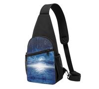 Falling Star Moon Casual Sling Bag Crossbody Shoulder Pack,Durable Polyester Chest Bag with Multiple Pockets and Key Holder,Adjustable Strap for Men Women