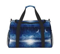 Falling Star Moon Full Print Travel Duffle Bag with Adjustable Shoulder Strap,Large Capacity Twill Polyester Crossbody Bag for Gym,Weekend Trips Outdoor Activities