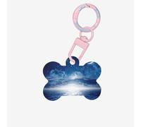 Falling Star Moon Printing 1 Pc Dog Bone Shape Id Tags Double Sided with Key Ring Craft for Pets