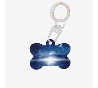 Falling Star Moon Printing Dog Tag Bone Shaped Double Sided Pattern Dog Id Tags Bone Shaped Pet Name Tags Dog Collar Tags