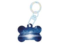 Falling Star Moon Printing Dog Tag Bone Shaped Double Sided Pattern Dog Id Tags Bone Shaped Pet Name Tags Dog Collar Tags