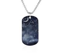 Falling Stars Memorial Necklace Titanium Steel Rectangle Tag Chain Pendant Jewelry Gift