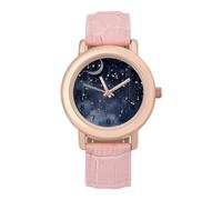 Falling Stars Womens Elegant Watch Analogue Quartz Watch Leather Band Wristwatch