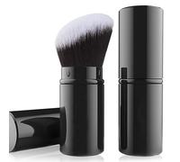 Falliny Retractable Airbrush Kabuki Brush, Angled Top Powder Foundation Professional Makeup Brushes with Aluminum Handle for Blush, Liquid, Cream, Cosmetics, Loose Powder