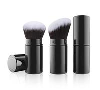 Falliny Retractable Makeup Brushes, 2 Pack Travel Kabuki Powder Foundation Brush Set with Flat and Angled Top for Blush, Liquid, Cream, Cosmetics, Loose Powder