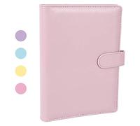 falllea A5 PU Leather Ring Binder, Pink 6 Ring Binder, Travel Journal, Budget Notebook, Sketchbook, Personal Organizer, Planner, Photocard Binder