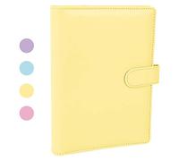 falllea A5 PU Leather Ring Binder, Refillable 6 Round Ring Binder Cover, Business Notebook Binder Notepad and Meeting Notebook, Travel Writing Notebook Diary Binder Cover(Yellow)