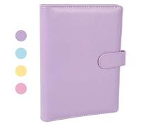 falllea A5 PU Leather Ring Binder, Refillable 6 Round Ring Binder Cover, Business Notebook Binder Notepad and Meeting Notebook, Travel Writing Notebook Diary Binder Cover(Purple)