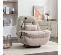 Fallon Boucle Fabric Swivel Based Recliner Chair - Light Brown