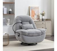 Fallon Boucle Fabric Swivel Based Recliner Chair - Light Grey