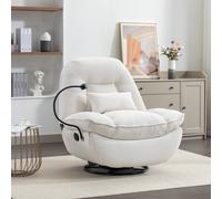Fallon Boucle Fabric Swivel Based Recliner Chair Phone Holder Artemis Home Cream One Size