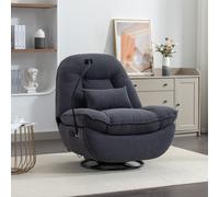 Fallon Boucle Fabric Swivel Based Recliner Chair Phone Holder Artemis Home Dark Grey One Size