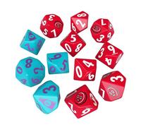 Modiphius Entertainment: Fallout: Factions Nuka-World - Dice Sets: Nuka-Cola - 12 Dice Set, Teal & Red w/Nuka World Symbols, Tabletop Game Accessory