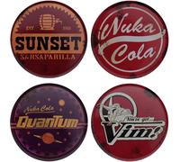 Fallout Metal Drinks Coasters Set of 4 - Officially Licensed Nuka Cola, Sunse
