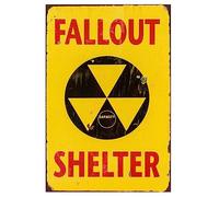 Fallout Shelter Vintage Look Reproduction Metal Tin Sign, Garage Decor Man Cave Sign 8x12 Inches