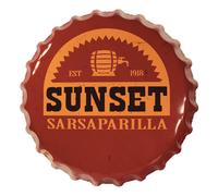 Fallout Sunset Sarsaparilla Large Bottle Cap Tin Sign in Light Red Fallout Light Red