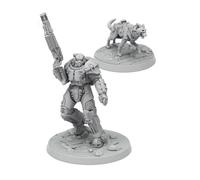 Modiphius Entertainment Fallout Wasteland Warfare X-01 Survivor & Dogmeat Creatures Miniatures Set