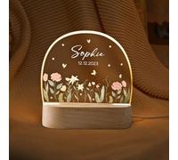 Fallover Personalised Baby Boy/Girl Night Light - Custom Name LED Nursery Lamp - Christening, Birthday, Christmas Gifts for Kids - Jungle Animal Bedside Decor, Original Birth Gifts, Style 11