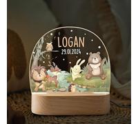 Fallover Personalised Baby Boy/Girl Night Light - Custom Name LED Nursery Lamp - Christening, Birthday, Christmas Gifts for Kids - Jungle Animal Bedside Decor, Original Birth Gifts, Style 12