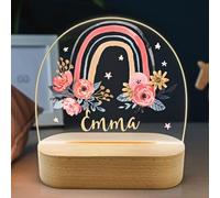 Fallover Personalised Baby Boy/Girl Night Light - Custom Name LED Nursery Lamp - Christening, Birthday, Christmas Gift for Kids - Jungle Animal Bedside Decor, Ideal Birth Gifts, Night 07