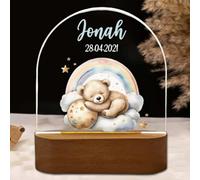 Fallover Personalised Baby Boys Girls Gifts, Custom LED Night Light Lamp for Babys Nursery - Cute Animals Design, Personalised Kids Sleep Light for Daughter, Son, Niece, Granddaughter, New Baby (16)