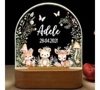 Fallover Personalised Baby Boys Girls Gifts, Custom LED Night Light Lamp for Babys Nursery - Cute Animals Design, Personalised Kids Sleep Light for Daughter, Son, Niece, Granddaughter, New Baby (14)