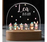Fallover Personalised Bedroom Night Light with Childs Name, Custom LED Night Light Animals Lamp for Baby Boys Girls Nursery, Birth Gifts for Christening Birthday Christmas Day (Night 24)