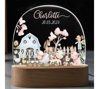 Fallover Personalised Bedroom Night Light with Childs Name, Custom LED Night Light Animals Lamp for Baby Boys Girls Nursery, Birth Gifts for Christening Birthday Christmas Day (Night 26)