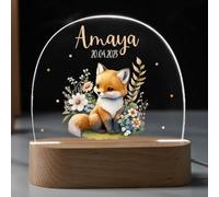 Fallover Personalised Bedroom Night Light with Childs Name, Custom LED Night Light Animals Lamp for Baby Boys Girls Nursery, Birth Gifts for Christening Birthday Christmas Day (Night 23)
