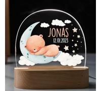 Fallover Personalised Bedroom Night Light with Childs Name, Custom LED Night Light Animals Lamp for Baby Boys Girls Nursery, Birth Gifts for Christening Birthday Christmas Day (Night 17)
