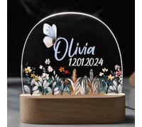 Fallover Personalised Bedroom Night Light with Childs Name, Custom LED Night Light Animals Lamp for Baby Boys Girls Nursery, Birth Gifts for Christening Birthday Christmas Day (Night 10)