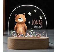 Fallover Personalised Bedroom Night Light with Childs Name, Custom LED Night Light Animals Lamp for Baby Boys Girls Nursery, Birth Gifts for Christening Birthday Christmas Day (Night 22)