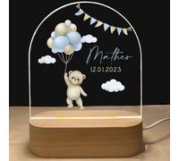Fallover Personalised Night Light with Baby Name and Date, Custom LED Lamp for Baby Boys Girls Nursery, Cute Animals Pattern, Baby Sleep Light, Christening Birthday Christmas Day Gifts (Design 16)