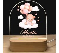 Fallover Personalised Night Light with Baby Name and Date, Custom LED Lamp for Baby Boys Girls Nursery, Cute Animals Pattern, Baby Sleep Light, Christening Birthday Christmas Day Gifts (Design 13)