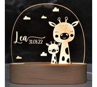 Fallover Personalised Night Light with Baby Name and Date, Custom LED Lamp for Baby Boys Girls Nursery, Animals Design, Baby Sleep Light, Christening Birthday Christmas Day Gifts (Pattern 02)