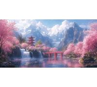 Falls Diamond Art, Pattern Cherry Blossoms Diamond Painting Kits for Adults 5D DIY Full Round Drill Gem Crystal Art Kits Crafts for Adults Beginner for Home Decor, Gifts 80 * 160CM -bby2603L3