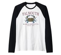 Falmouth Massachusetts Crab Town Since 1686 Maroon Art Raglan Baseball Tee
