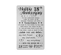 FALOGI 18th Anniversary Card Gifts for Wife, Happy 18 Year Anniversary Card, Metal Engraved Wallet Card