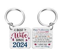 FALOGI 1st Wedding Anniversary Keyring for Wife, Happy 1st Anniversary Wife, Best Wife Gifts Since 2024