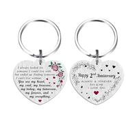 FALOGI 2nd Wedding Anniversary Keyring Gifts, Happy 2nd Anniversary for Him Her, 2nd Anniversary Keyring for Husband Wife Couple