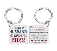 FALOGI 3rd Wedding Anniversary Keyring for Husband, Happy 3rd Anniversary Husband, Best Husband Gifts Since 2022